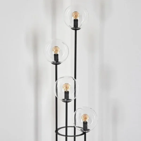 hofstein Gastor Lampadaire 30 cm Bois clair, Noir, 4 lumières* Lampes Modernes