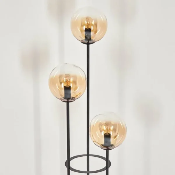 hofstein Gastor Lampadaire 30 cm Bois clair, Noir, 3 lumières* Lampes Modernes