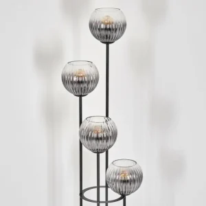 hofstein Gastor Lampadaire 25 cm Bois clair, Noir, 4 lumières* Lampes Modernes