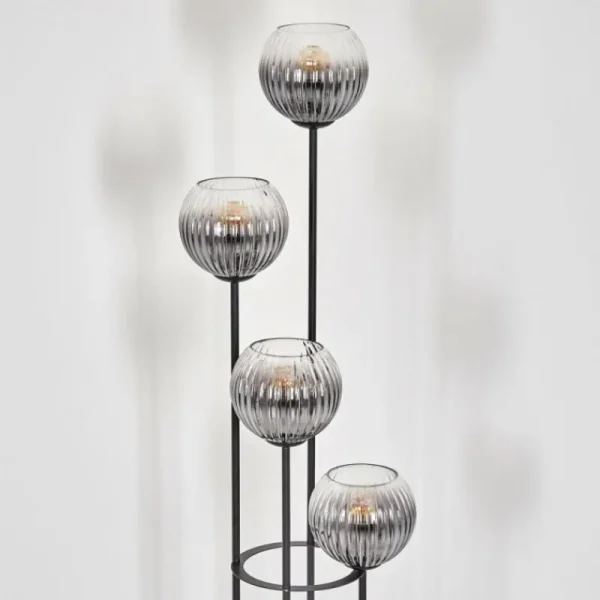 hofstein Gastor Lampadaire 25 cm Bois clair, Noir, 4 lumières* Lampes Modernes