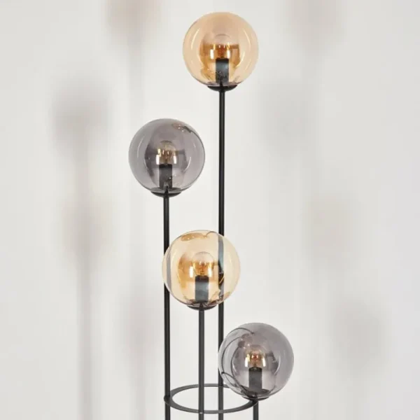hofstein Gastor Lampadaire 30 cm Bois foncé, Noir, 4 lumières* Lampes Modernes