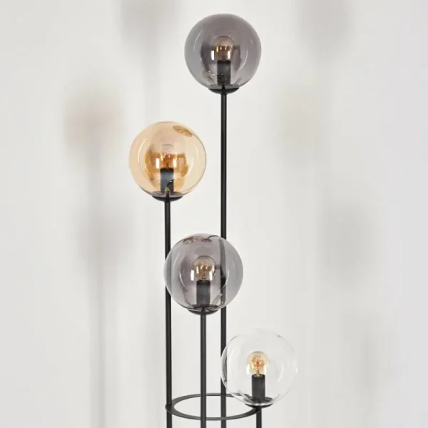 hofstein Gastor Lampadaire 30 cm Bois foncé, Noir, 4 lumières* Lampes Modernes