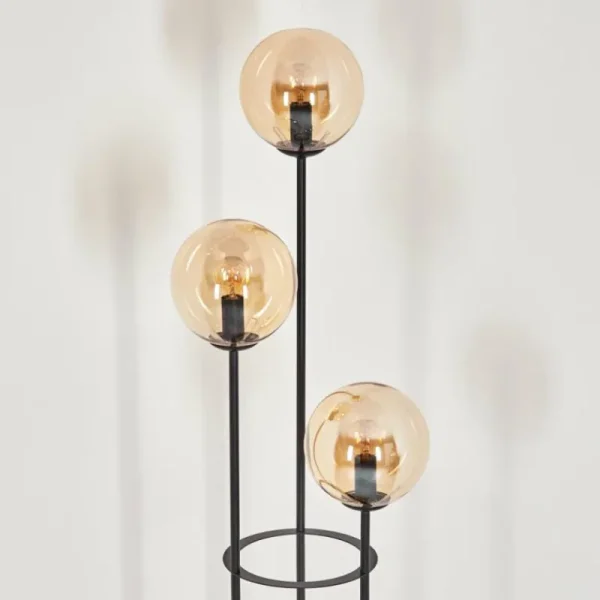 hofstein Gastor Lampadaire 30 cm Bois clair, Noir, 3 lumières* Lampes Modernes