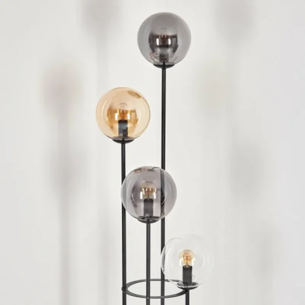 hofstein Gastor Lampadaire 30 cm Bois clair, Noir, 4 lumières* Lampes Modernes