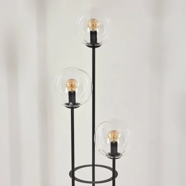 hofstein Gastor Lampadaire 30 cm Bois clair, Noir, 3 lumières* Lampes Modernes
