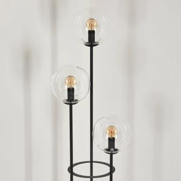 hofstein Gastor Lampadaire 30 cm Bois foncé, Noir, 3 lumières* Lampes Modernes