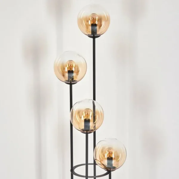 hofstein Gastor Lampadaire 30 cm Bois foncé, Noir, 4 lumières* Lampes Modernes