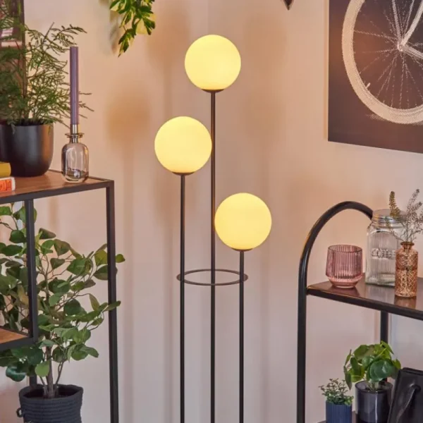 hofstein Gastor Lampadaire 30 cm Bois foncé, Noir, 3 lumières* Lampes Modernes