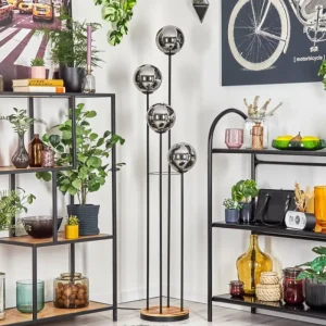 hofstein Gastor Lampadaire 25 cm Bois clair, Noir, 4 lumières* Lampes Modernes