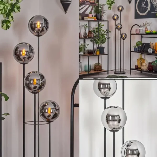 hofstein Gastor Lampadaire 30 cm Chrome, Fumé, 4 lumières* Lampes Modernes