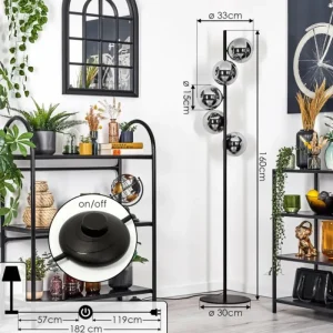 hofstein Gastor Lampadaire 33 cm Chrome, Fumé, 5 lumières* Lampes Modernes