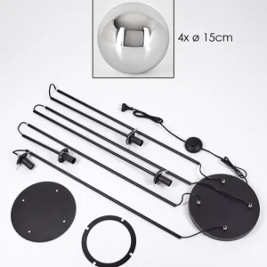 hofstein Gastor Lampadaire 30 cm Chrome, Fumé, 4 lumières* Lampes Modernes