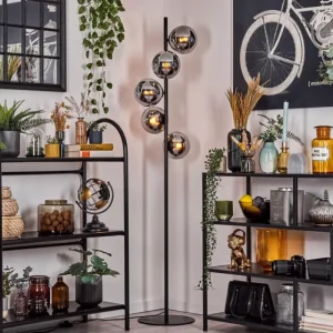 hofstein Gastor Lampadaire 33 cm Chrome, Fumé, 5 lumières* Lampes Modernes