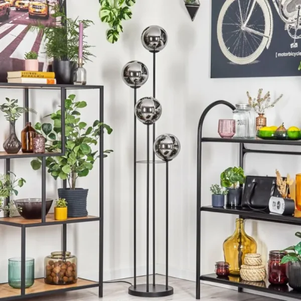 hofstein Gastor Lampadaire 30 cm Chrome, Fumé, 4 lumières* Lampes Modernes