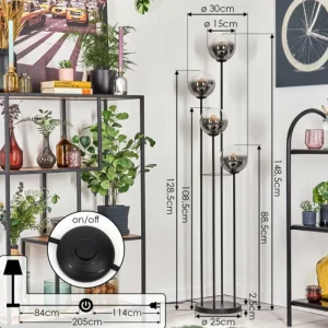 hofstein Gastor Lampadaire 30 cm Clair, Fumé, 4 lumières* Lampes Modernes