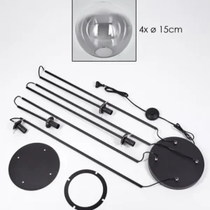 hofstein Gastor Lampadaire 30 cm Clair, Fumé, 4 lumières* Lampes Modernes