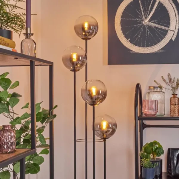 hofstein Gastor Lampadaire 30 cm Clair, Fumé, 4 lumières* Lampes Modernes