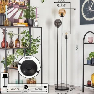 hofstein Gastor Lampadaire 30 cm Noir, 3 lumières* Lampes Modernes