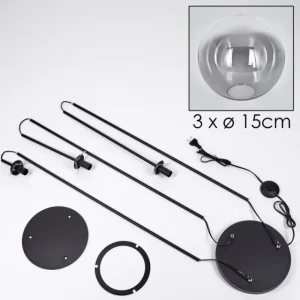 hofstein Gastor Lampadaire 30 cm Noir, 3 lumières* Lampes Modernes