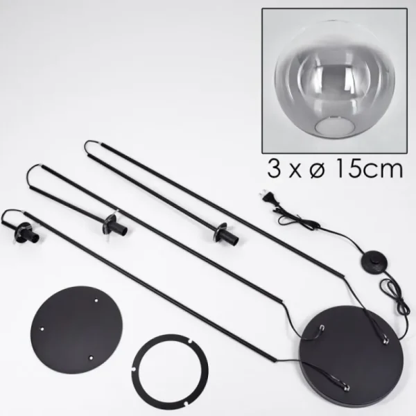 hofstein Gastor Lampadaire 30 cm Noir, 3 lumières* Lampes Modernes