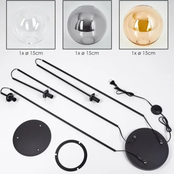 hofstein Gastor Lampadaire 30 cm Noir, 3 lumières* Lampes Modernes
