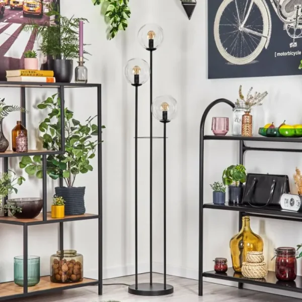 hofstein Gastor Lampadaire 30 cm Noir, 3 lumières* Lampes En Verre