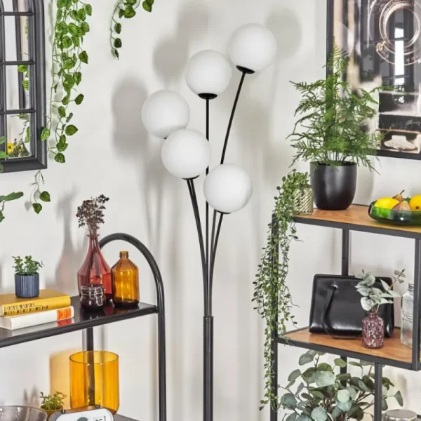 hofstein Gastor Lampadaire Blanc, 5 lumières* Lampes En Verre