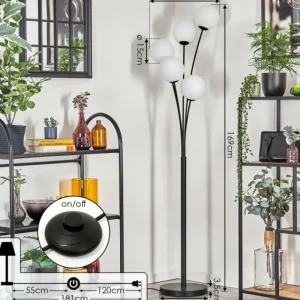 hofstein Gastor Lampadaire Blanc, 5 lumières* Lampes En Verre