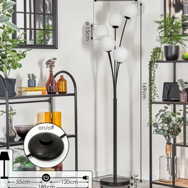 hofstein Gastor Lampadaire Blanc, 5 lumières* Lampes En Verre