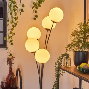 hofstein Gastor Lampadaire Blanc, 5 lumières* Lampes En Verre
