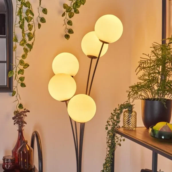 hofstein Gastor Lampadaire Blanc, 5 lumières* Lampes En Verre