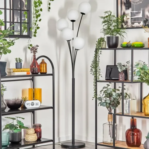 hofstein Gastor Lampadaire Blanc, 5 lumières* Lampes En Verre