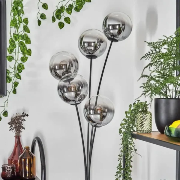 hofstein Gastor Lampadaire Chrome, Clair, Fumé, 5 lumières* Lampes Modernes