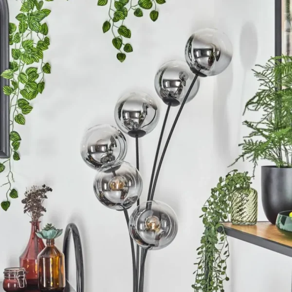 hofstein Gastor Lampadaire Chrome, Clair, Fumé, 6 lumières* Lampes Modernes