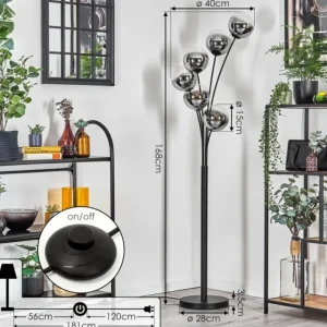 hofstein Gastor Lampadaire Chrome, Clair, Fumé, 6 lumières* Lampes Modernes