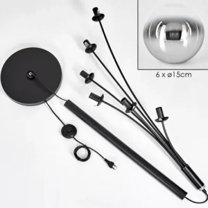 hofstein Gastor Lampadaire Chrome, Clair, Fumé, 6 lumières* Lampes Modernes