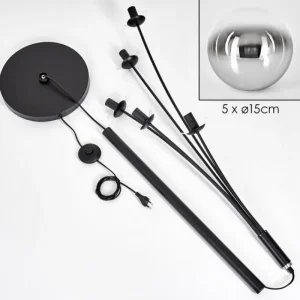 hofstein Gastor Lampadaire Chrome, Clair, Fumé, 5 lumières* Lampes Modernes