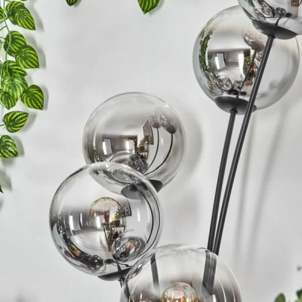 hofstein Gastor Lampadaire Chrome, Clair, Fumé, 5 lumières* Lampes Modernes