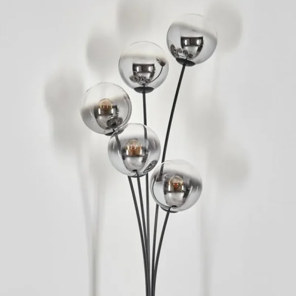 hofstein Gastor Lampadaire Chrome, Clair, Fumé, 5 lumières* Lampes Modernes