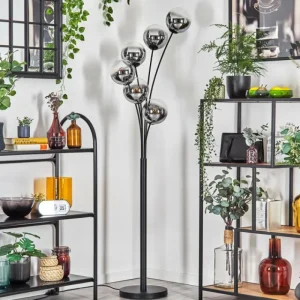 hofstein Gastor Lampadaire Chrome, Clair, Fumé, 6 lumières* Lampes Modernes