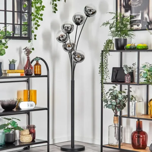 hofstein Gastor Lampadaire Chrome, Clair, Fumé, 6 lumières* Lampes Modernes
