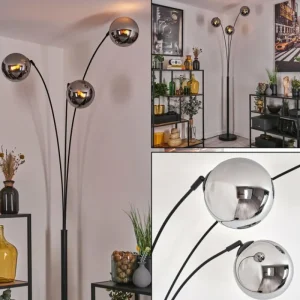 hofstein Gastor Lampadaire Noir, 3 lumières* Lampes En Verre