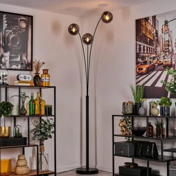 hofstein Gastor Lampadaire Noir, 3 lumières* Lampes Modernes
