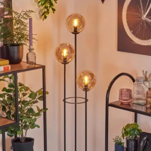hofstein Gastor Lampadaire Noir, 3 lumières* Lampes En Verre