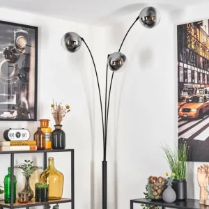 hofstein Gastor Lampadaire Noir, 3 lumières* Lampes En Verre