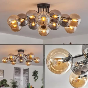 hofstein Gastor Plafonnier 91 cm Ambre, Fumé, 12 lumières* Lampes Modernes