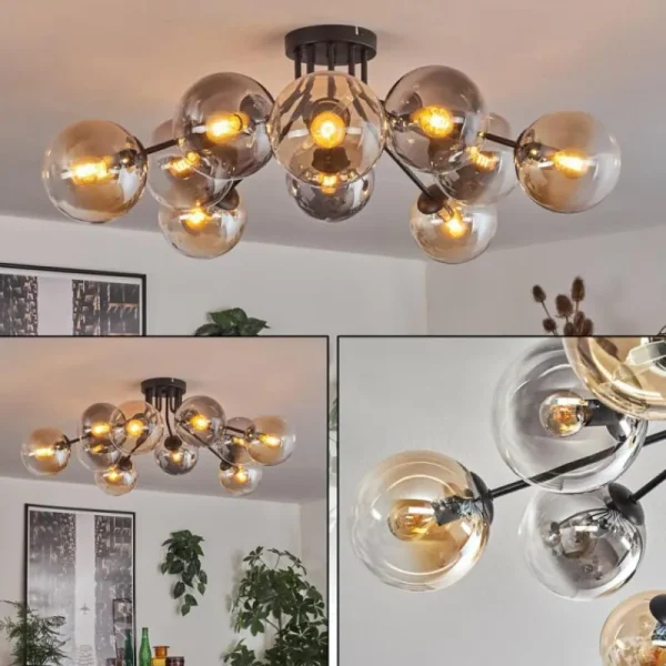 hofstein Gastor Plafonnier 83 cm Ambre, Clair, Fumé, 10 lumières* Lampes Modernes