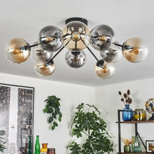 hofstein Gastor Plafonnier 83 cm Ambre, Clair, Fumé, 10 lumières* Lampes Modernes