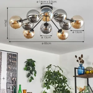 hofstein Gastor Plafonnier 83 cm Ambre, Fumé, 10 lumières* Lampes Modernes