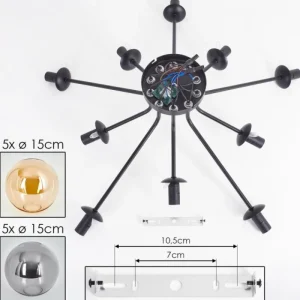 hofstein Gastor Plafonnier 83 cm Ambre, Fumé, 10 lumières* Lampes Modernes